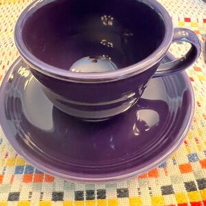 Fiestaware- Plum 4 cups/saucer sets.